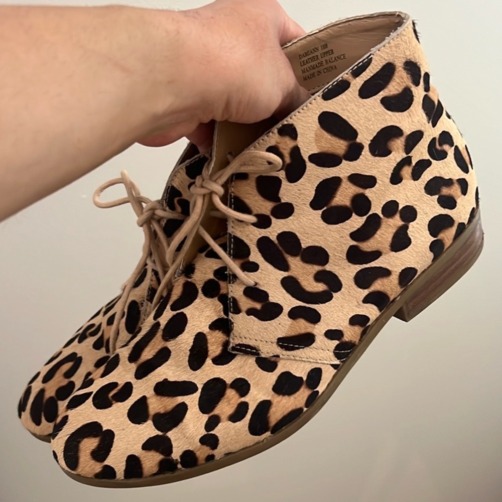 Leopard Print Lace-Up Ankle Boots